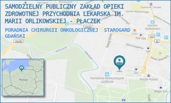 PORADNIA CHIRURGII ONKOLOGICZNEJ - SAMODZIELNY PUBLICZNY ZAKŁAD OPIEKI ZDROWOTNEJ PRZYCHODNIA LEKARSKA IM. MARII ORLIKOWSKIEJ - PŁACZEK - UL. GEN. JÓZEFA HALLERA 21, STAROGARD GDAŃSKI