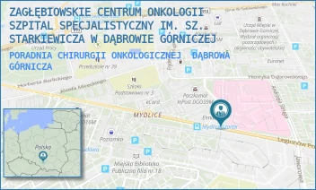 PORADNIA CHIRURGII ONKOLOGICZNEJ - ZAGŁĘBIOWSKIE CENTRUM ONKOLOGII SZPITAL SPECJALISTYCZNY IM. SZ. STARKIEWICZA W DĄBROWIE GÓRNICZEJ - UL. SZPITALNA 13/.,  DĄBROWA GÓRNICZA
